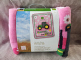 John Deere Collection "Tractors are for Girls" No Sew Fleece Throw Kit UNUSED