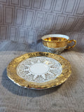 Bavaria Germany White and Gold Toned Demitasse and Saucer Set (B)