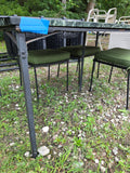 Patio Dining Set - Gorgeous Green Marble Slab w/Black Metal Table Base and Chairs(4)**EXTREMELY HEAVYWEIGHT ITEM, PLEASE SEE PICKUP POLICY**