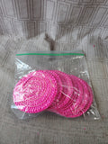 Set of 12 Pink Woven Coasters