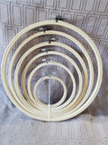 Set of 6 Light Wood Embroidery Hoops UNUSED