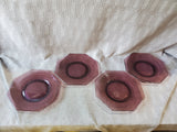 Set of 4 Octagonal Amethyst Glass Salad Plates