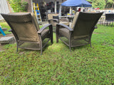 Brown All Weather Wicker Lounge Chair Pair W/Solarium Cushions