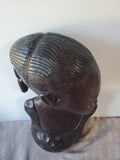 Heavy African Folk Art Dark Wood Woman Bust