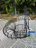 Vintage Black Wrought Iron Scroll Work Basket