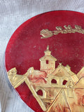 Red and Gold Glass Christmas Cookie Platter