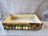 Woven Wicker Raffia Fruit and Vegetable Double Handle Basket