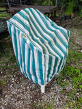 Five Plastic Stacking Outdoor Chairs w/Plastic Cover