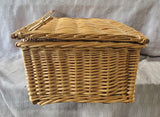 Rectangular Woven Basket with Hinged Lid