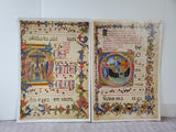Pair of Large Illuminated Manuscipt Prints