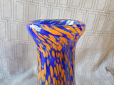 Signed Handblown Blue and Orange Glass Vase by Jeb