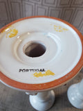 Pair of Portugal Glazed Terracotta Seashell Candlesticks