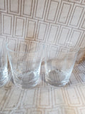 Set of 6 Etched Clear Glass Scottish Thistle Lowball Glasses