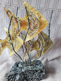 Metal Angel Fish Sculpture on Lava Rock