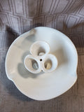 Glazed White Pottery Flower Frog Vase