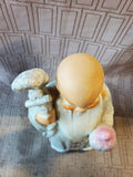 Asian Inspired Shou Xing Diety Crackle Glazed Figurine