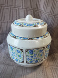 Ceramic White and Blue Rose Ginger Jar