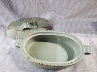 Oblong Glazed Pottery Covered Dish