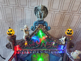 LED Village "Spooky Night Dancing Scene" Lighted Figurine WORKS (C)