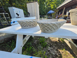 Pair of Cement Oblong Basket Weave Shallow Planters