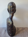 Heavy African Folk Art Dark Wood Woman Bust