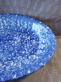 Stovit Blue Spongeware Oblong Serving Bowl