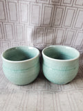 Pair of Green Crackle Glazed Mugs