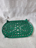 Cast Iron Green Enamel Oval Trivet