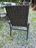 Hampton Bay Rectangular Bronze Tone Patio Table w/Six All-Weather Wicker Chairs and Green Striped Sunbrella Cushions