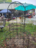 Large Vintage Black Wrought Iron Scroll Work Plant Display Unit