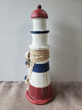Distressed Wooden Tabletop Lighthouse Figurine