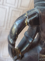 (A) Hand Carved Ebony Wood African Folk Art Statue