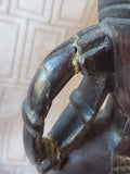(A) Hand Carved Ebony Wood African Folk Art Statue