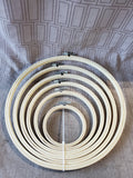 Set of 6 Light Wood Embroidery Hoops UNUSED