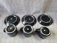 8 Piece Black and White Ceramic Coffee Mug and Saucer Set