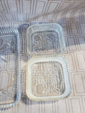 Vintage 5 Piece Embossed Glass Relish Dish Set