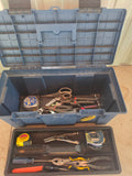 Blue Plastic Tool Box w/Some Tools Inside