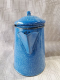 Blue Speckled Enamelware Coffee Pot