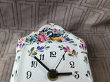 Small Hand Painted Ceramic Pendulum Wall Clock WORKS