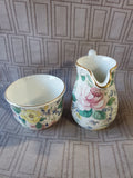 Staffordshire Floral Creamer and Sugar Set
