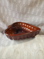 Brown Glazed Ceramic Heart Shaped Cake Pan