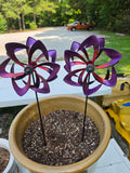 Two Purple Spinners, Yard Decor