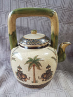 Vintage Crackle Glazed Elephant Teapot