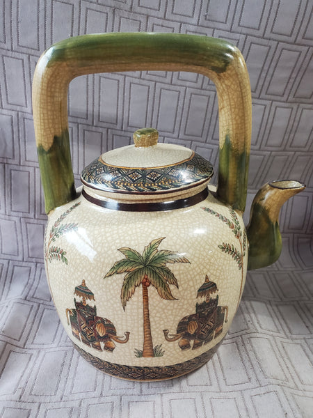 Vintage Crackle Glazed Elephant Teapot