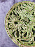 Round Lime Green Woven Rattan Trivet