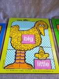 Lot of 3 Vintage Playskool Sesame Street Wooden Children's Puzzles