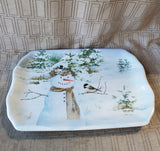 Melamine Snowman Serving Tray with Tea Bag Holder