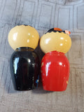 Ceramic Kokeshi Doll Man and Woman Salt and Pepper Shakers