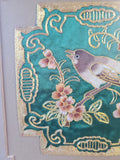 Framed Embroidered Bird Panel