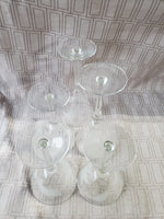 Lot of 5 Etched Clear Glass Martini Glasses
